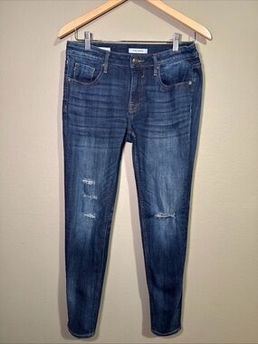 Vigoss Jagger Skinny Jeans Womens 28 Blue Dark Wash Distressed Denim
